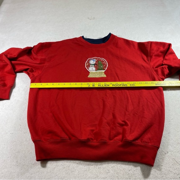 MCC Sweater Woman’s Large Red Christmas Sweatshirt Snowman Globe Red Sweater Top - Picture 8 of 12